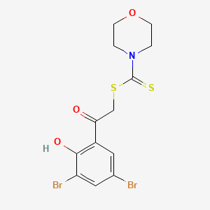 molecular formula C13H13Br2NO3S2 B11536047 2-(3,5-Dibromo-2-hydroxyphenyl)-2-oxoethyl morpholine-4-carbodithioate 