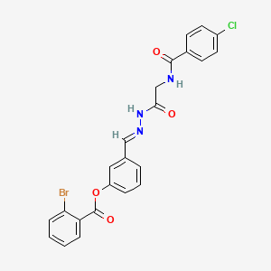 3-[(E)-({2-[(4-Chlorophenyl)formamido]acetamido}imino)methyl]phenyl 2-bromobenzoate