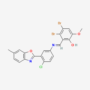 3,4-dibromo-2-[(E)-{[4-chloro-3-(6-methyl-1,3-benzoxazol-2-yl)phenyl]imino}methyl]-6-methoxyphenol