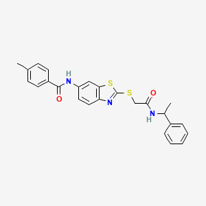 4-methyl-N-[2-({2-oxo-2-[(1-phenylethyl)amino]ethyl}sulfanyl)-1,3-benzothiazol-6-yl]benzamide