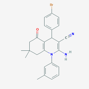 2-Amino-4-(4-bromophenyl)-7,7-dimethyl-1-(3-methylphenyl)-5-oxo-1,4,5,6,7,8-hexahydroquinoline-3-carbonitrile