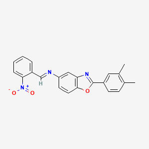 molecular formula C22H17N3O3 B11536102 2-(3,4-dimethylphenyl)-N-[(E)-(2-nitrophenyl)methylidene]-1,3-benzoxazol-5-amine 