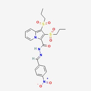 N'-[(E)-(4-nitrophenyl)methylidene]-1,2-bis(propylsulfonyl)indolizine-3-carbohydrazide