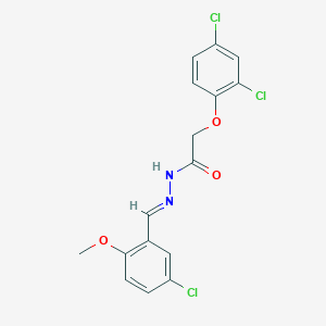 molecular formula C16H13Cl3N2O3 B11536132 N'-[(E)-(5-chloro-2-methoxyphenyl)methylidene]-2-(2,4-dichlorophenoxy)acetohydrazide 