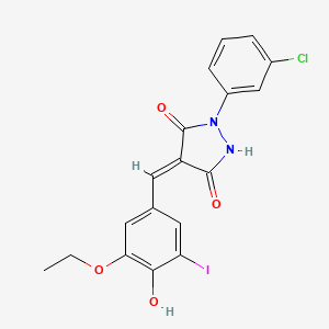 (4E)-1-(3-chlorophenyl)-4-[(3-ethoxy-4-hydroxy-5-iodophenyl)methylidene]pyrazolidine-3,5-dione