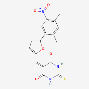 molecular formula C17H13N3O5S B11536157 5-{[5-(2,4-dimethyl-5-nitrophenyl)furan-2-yl]methylidene}-2-thioxodihydropyrimidine-4,6(1H,5H)-dione 