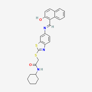 N-cyclohexyl-2-[(6-{[(E)-(2-hydroxynaphthalen-1-yl)methylidene]amino}-1,3-benzothiazol-2-yl)sulfanyl]acetamide