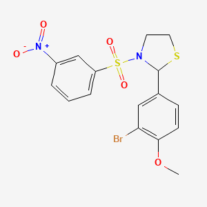 2-(3-Bromo-4-methoxyphenyl)-3-[(3-nitrophenyl)sulfonyl]-1,3-thiazolidine