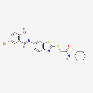 2-[(6-{[(E)-(5-bromo-2-hydroxyphenyl)methylidene]amino}-1,3-benzothiazol-2-yl)sulfanyl]-N-cyclohexylacetamide