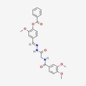 4-[(E)-({2-[(3,4-Dimethoxyphenyl)formamido]acetamido}imino)methyl]-2-methoxyphenyl benzoate