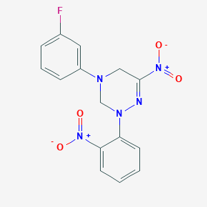 4-(3-Fluorophenyl)-6-nitro-2-(2-nitrophenyl)-2,3,4,5-tetrahydro-1,2,4-triazine