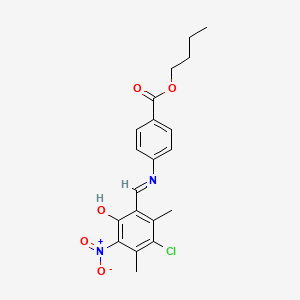 butyl 4-{[(E)-(3-chloro-6-hydroxy-2,4-dimethyl-5-nitrophenyl)methylidene]amino}benzoate