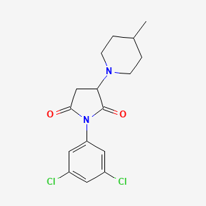 molecular formula C16H18Cl2N2O2 B11536276 1-(3,5-Dichlorophenyl)-3-(4-methylpiperidin-1-yl)pyrrolidine-2,5-dione 