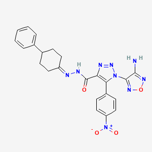 molecular formula C23H21N9O4 B11536311 1-(4-amino-1,2,5-oxadiazol-3-yl)-5-(4-nitrophenyl)-N'-(4-phenylcyclohexylidene)-1H-1,2,3-triazole-4-carbohydrazide 