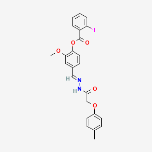 2-methoxy-4-[(E)-{2-[(4-methylphenoxy)acetyl]hydrazinylidene}methyl]phenyl 2-iodobenzoate