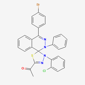 molecular formula C29H20BrClN4OS B11536348 1-[4-(4-bromophenyl)-3'-(2-chlorophenyl)-2-phenyl-2H,3'H-spiro[phthalazine-1,2'-[1,3,4]thiadiazol]-5'-yl]ethanone 