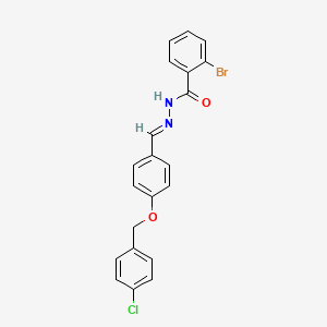 molecular formula C21H16BrClN2O2 B11536359 2-bromo-N'-((E)-{4-[(4-chlorobenzyl)oxy]phenyl}methylidene)benzohydrazide 