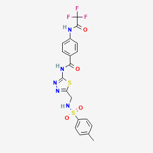 N-[5-({[(4-methylphenyl)sulfonyl]amino}methyl)-1,3,4-thiadiazol-2-yl]-4-[(trifluoroacetyl)amino]benzamide