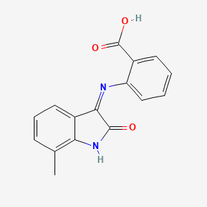 molecular formula C16H12N2O3 B11536420 2-{[(3Z)-7-methyl-2-oxo-1,2-dihydro-3H-indol-3-ylidene]amino}benzoic acid 