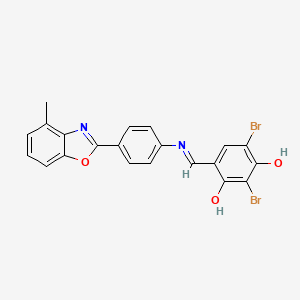 2,4-dibromo-6-[(E)-{[4-(4-methyl-1,3-benzoxazol-2-yl)phenyl]imino}methyl]benzene-1,3-diol