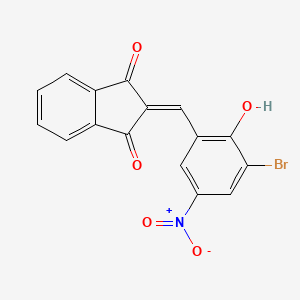 molecular formula C16H8BrNO5 B11536464 2-(3-bromo-2-hydroxy-5-nitrobenzylidene)-1H-indene-1,3(2H)-dione 