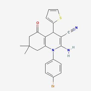 2-Amino-1-(4-bromophenyl)-7,7-dimethyl-5-oxo-4-(thiophen-2-yl)-1,4,5,6,7,8-hexahydroquinoline-3-carbonitrile