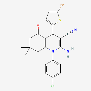 2-Amino-4-(5-bromothiophen-2-yl)-1-(4-chlorophenyl)-7,7-dimethyl-5-oxo-1,4,5,6,7,8-hexahydroquinoline-3-carbonitrile