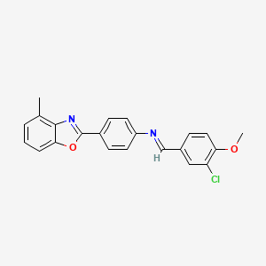 N-[(E)-(3-chloro-4-methoxyphenyl)methylidene]-4-(4-methyl-1,3-benzoxazol-2-yl)aniline