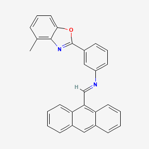 N-[(E)-anthracen-9-ylmethylidene]-3-(4-methyl-1,3-benzoxazol-2-yl)aniline