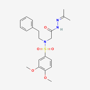 3,4-Dimethoxy-N-(2-phenylethyl)-N-{[N'-(propan-2-ylidene)hydrazinecarbonyl]methyl}benzene-1-sulfonamide