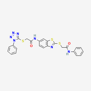 N-(2-Phenylcarbamoylmethylsulfanyl-benzothiazol-6-yl)-2-(1-phenyl-1H-tetrazol-5-ylsulfanyl)-acetamide