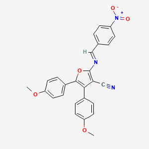 4,5-bis(4-methoxyphenyl)-2-{[(E)-(4-nitrophenyl)methylidene]amino}furan-3-carbonitrile