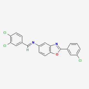 molecular formula C20H11Cl3N2O B11536603 2-(3-chlorophenyl)-N-[(E)-(3,4-dichlorophenyl)methylidene]-1,3-benzoxazol-5-amine 