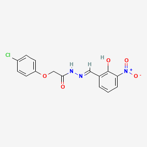 molecular formula C15H12ClN3O5 B11536636 2-(4-chlorophenoxy)-N'-[(E)-(2-hydroxy-3-nitrophenyl)methylidene]acetohydrazide 