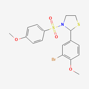 molecular formula C17H18BrNO4S2 B11536699 2-(3-Bromo-4-methoxyphenyl)-3-(4-methoxybenzenesulfonyl)-1,3-thiazolidine 