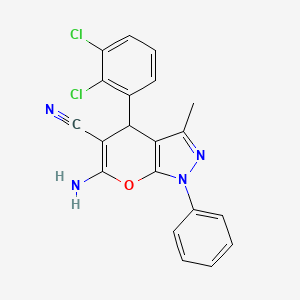 molecular formula C20H14Cl2N4O B11536706 6-Amino-4-(2,3-dichlorophenyl)-3-methyl-1-phenyl-1,4-dihydropyrano[2,3-c]pyrazole-5-carbonitrile 