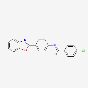 N-[(E)-(4-chlorophenyl)methylidene]-4-(4-methyl-1,3-benzoxazol-2-yl)aniline