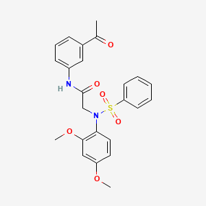 molecular formula C24H24N2O6S B11536759 N-(3-Acetylphenyl)-2-[N-(2,4-dimethoxyphenyl)benzenesulfonamido]acetamide 