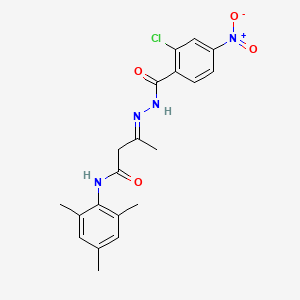 (3E)-3-{2-[(2-chloro-4-nitrophenyl)carbonyl]hydrazinylidene}-N-(2,4,6-trimethylphenyl)butanamide