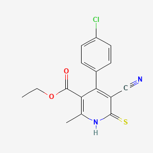 Pyridine-3-carboxylic acid, 1,6-dihydro-4-(4-chlorophenyl)-5-cyano-2-methyl-6-thioxo-, ethyl ester