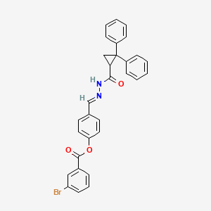 4-[(E)-{2-[(2,2-diphenylcyclopropyl)carbonyl]hydrazinylidene}methyl]phenyl 3-bromobenzoate