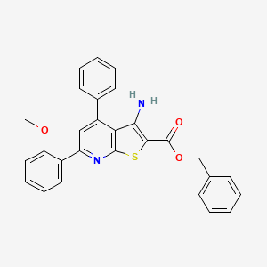 molecular formula C28H22N2O3S B11536875 Benzyl 3-amino-6-(2-methoxyphenyl)-4-phenylthieno[2,3-b]pyridine-2-carboxylate 