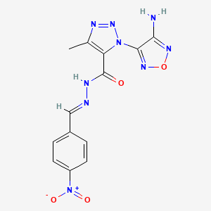 molecular formula C13H11N9O4 B11536911 1-(4-amino-1,2,5-oxadiazol-3-yl)-4-methyl-N'-[(E)-(4-nitrophenyl)methylidene]-1H-1,2,3-triazole-5-carbohydrazide 