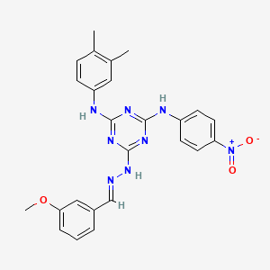 N-(3,4-dimethylphenyl)-6-[(2E)-2-(3-methoxybenzylidene)hydrazinyl]-N'-(4-nitrophenyl)-1,3,5-triazine-2,4-diamine