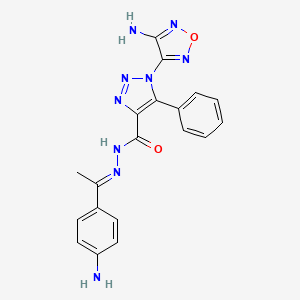 molecular formula C19H17N9O2 B11536954 1-(4-amino-1,2,5-oxadiazol-3-yl)-N'-[(1E)-1-(4-aminophenyl)ethylidene]-5-phenyl-1H-1,2,3-triazole-4-carbohydrazide 