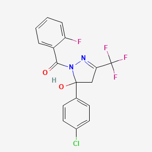 [5-(4-chlorophenyl)-5-hydroxy-3-(trifluoromethyl)-4,5-dihydro-1H-pyrazol-1-yl](2-fluorophenyl)methanone