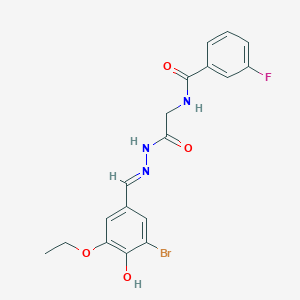 N-({N'-[(E)-(3-Bromo-5-ethoxy-4-hydroxyphenyl)methylidene]hydrazinecarbonyl}methyl)-3-fluorobenzamide