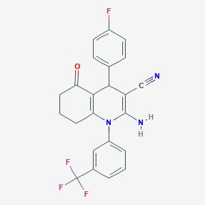 2-Amino-4-(4-fluorophenyl)-5-oxo-1-[3-(trifluoromethyl)phenyl]-1,4,5,6,7,8-hexahydroquinoline-3-carbonitrile