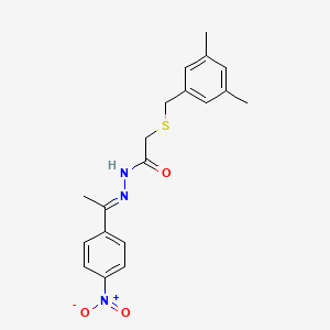 molecular formula C19H21N3O3S B11537055 2-[(3,5-dimethylbenzyl)sulfanyl]-N'-[(1E)-1-(4-nitrophenyl)ethylidene]acetohydrazide 