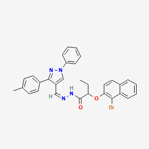 2-[(1-Bromonaphthalen-2-YL)oxy]-N'-[(Z)-[3-(4-methylphenyl)-1-phenyl-1H-pyrazol-4-YL]methylidene]butanehydrazide